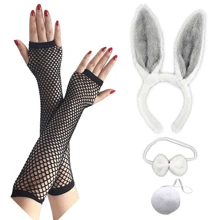 D EXCEED 4PCS Easter Women's Dress Up Ball Rabbit Ears Headband Nightclub Girl Headwear Halloween Dress Up Headwear Cute Rabbit Tail Holiday Gift Brazil Carnival Accessories Prom - Multicolor - View 11