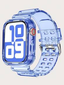 Pulseira transparente 2 em 1 com capa protetora compatível com Apple Watch 38/40/41/42/44/45 mm, pulseira de substituição protetora Jelly Sports compatível com Apple Watch 8/7/6/5/4/3/2/1/SE