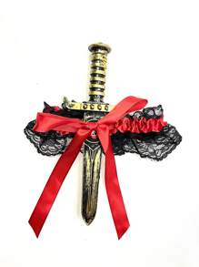 Bow Garter Pirate Lace Bow Leg Ring Sword Leg Holster Halloween Carnival Dress Up Props - Multicolor - View 4