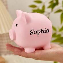 1pc Personalized Name Piggy Bank, Children's Customized Piggy Bank, Anti-Fall Piggy Bank Gift, Children's Birthday Gift, Cute Pig Piggy Bank, Parent-Child Gift Back To School - S - View 2