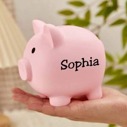 1pc Personalized Name Piggy Bank, Children's Customized Piggy Bank, Anti-Fall Piggy Bank Gift, Children's Birthday Gift, Cute Pig Piggy Bank, Parent-C