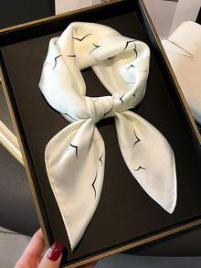 26.77in/68cm Ladies' Fashionable Breathable Multifunctional Hairband, Scarf, Necktie, Bag Accessory, Printed Square Silk Scarf,1pc - A - View 5