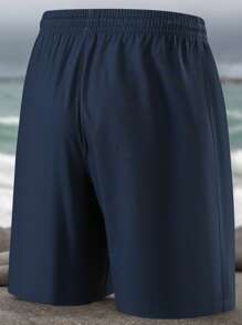 شورت صيفي للرجال برضاقة فضفاضة، مقاس كبير الحجم، خفيف الوزن، بطول 5 بوصات، للبسكتبول الأمريكي والجري - الأزرق - مشاهدة 2