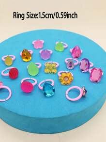10pcs/Set Mixed Princess Rings Set, Suitable For Girls - Colorful Resin And Crystal Rings, Ideal For Parties And Gifts (Colors Random, No Box Included)