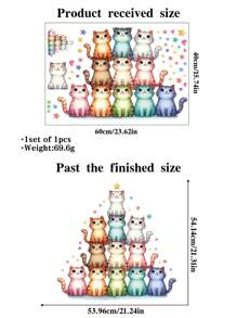 1PC Happy Healing Cat Decorative Wall Sticker Gifts Birthday Graduation Room Decor Home Decor Wall Decor Bathroom Decor Bedroom Decor Room Decoration Stuff Living Room Decor House Decor Home Decor Living Room Wall Art Wall Paper Stickers Personalised Stickers