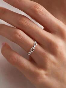 Esberry 1 PC S925 Sterling Silver Four Interlocking With Diamonds Unique Ring Ladies Jewelry Yellow Gold Plated Fine Jewelry Daily Wear Gifts