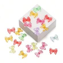 20pcs 15*19mm Multi-Color Transparent Acrylic Bow Beads, Suitable For DIY Handmade Jewelry Materials, Earrings, Bracelets, Necklace Accessories - Multicolor - View 6