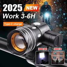 Mountain Bike Light T6 Bicycle Headlight Telescopic Zoom Spotlight With 360° Rotation, Super Bright Headlight Riding Equipment, Outdoor Riding Lights That Use Night Cycling Waterproof Urban Bike Light - Black - View 2