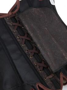 Gothic Punk Contrasting-Color Corset Bustier With Asymmetrical Octopus Hemline, Elaborate High-End Design For Cosplay, Party, Makeup Show