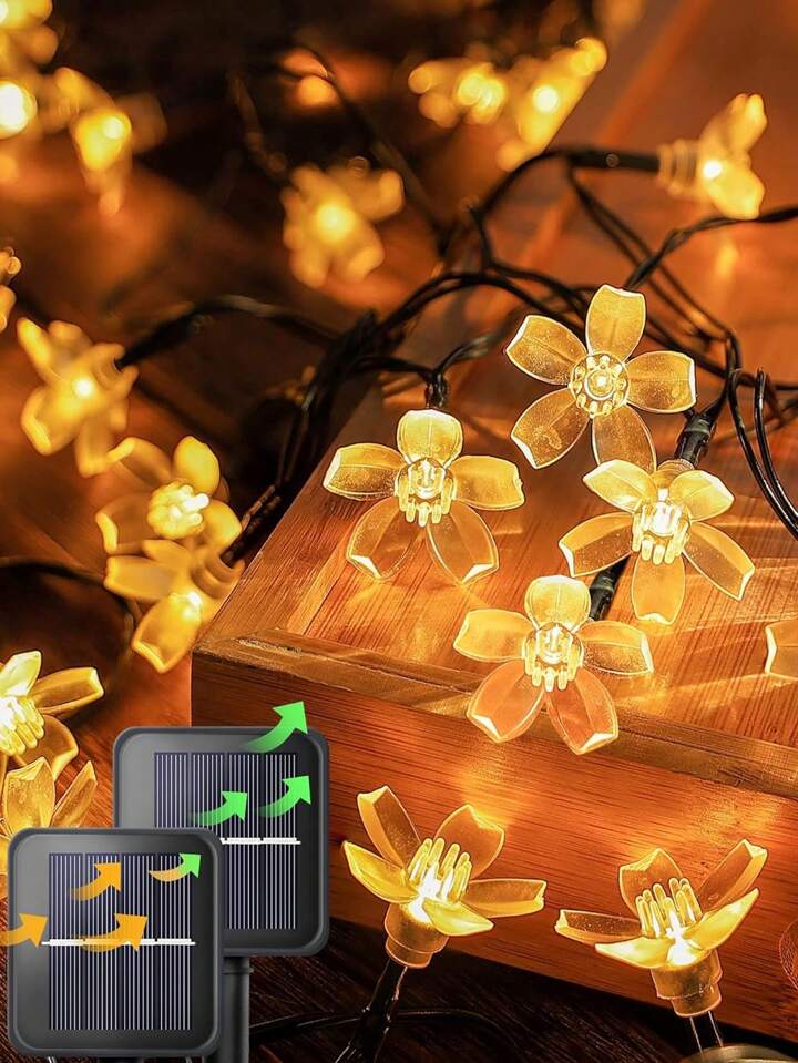 1個 50LED ソーラーパワー フラワーストリングライト 8パターン