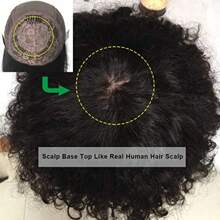 Full 250% Density Afro Kinky Curly Human Hair Wig With Bang Brazilian Virgin Afro Coily Wigs Bangs For Women Machine Scalp Top Wig Glueless 16inch - Natural Black - 查看 6