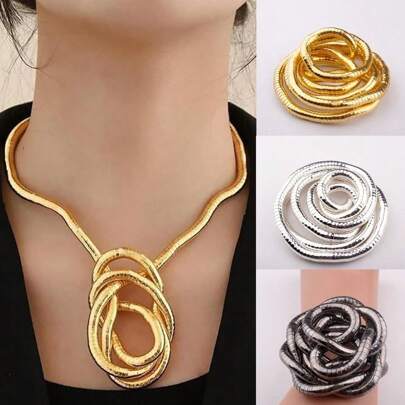 Bendable Snake Necklace Bendable Gold Silver Necklace Flexible Bracelet Twistable Snake Choker For Women Girls