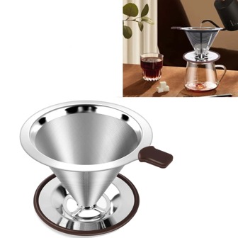 Pour Over Coffee Dripper, Reusable Paperless Coffee Filter,Professional Stainless Steel Drip Cone Brew Coffee Strainer,Upgraded Double Micro Mesh Filter With Cup Stand, Coffee Filter Mug With Silicone Handle And Non-Slip Silicone Base Back To School