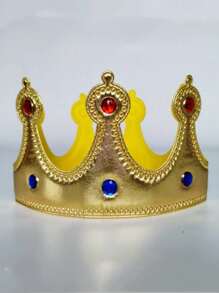 1 pieza Corona de rey dorada, tela con diamantes, disfraz de príncipe, decoración de pastel, sombrero de regalo de cumpleaños, regalo de fiesta, evento de artes escénicas, corona de baile de disfraces, tiara de rey, tocado de Halloween, sombrero de cumpleaños, carnaval.