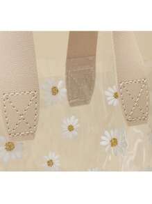 Ins 风格精致礼盒套装，雏菊礼品袋，透明手提包，婚礼礼品袋，礼品盒，婚礼糖果盒（1 大+1 小），不含丝带 - 米色 - 查看 9