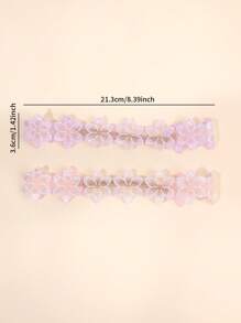 2 件装网状婴儿头带粉色紫色网状花朵弹力发带弹性尼龙发带弹性尼龙发带婴儿节日婚礼派对头饰儿童婴儿发饰 - 彩色 - 查看 5