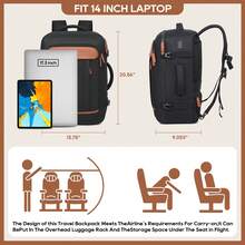 Melalenia 2PCS Travel Backpack Luggage Waterproof Airline Aprroved Carry-On With Toiletry Bag USB Port Comfortable - Black - View 4