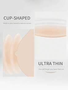 زوج من أغطية الحلمة السيليكون القابلة لإعادة الاستخدام الغير مرئية، لاصق الذات، ملحقات إكسسوارات منضدة الصدر، لرفع الصدر للنساء - بيج - مشاهدة 6