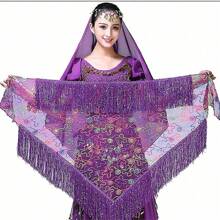 1pc Women Belly Dance Accessories Mesh Hip Scarf Triangle Long Tassel Women Waist Chain Sequin Stage Performance Belly Dance Waist Chain - Multicolor - View 8