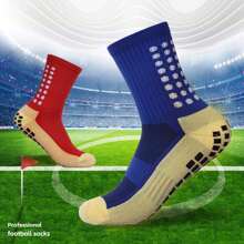 1/2/4/6/10 Pairs Men's Cushioned Compression Mid-Calf Soccer Socks, Anti-Slip For Training & Matches