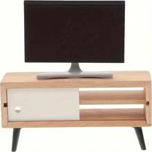 1 件娃娃屋微型客厅液晶电视，家具微型模型（仅包括黑色迷你电视，不包括其他摄影道具） - 黑色 - 查看 2