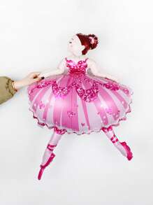 2 个粉色和紫色芭蕾女孩铝箔气球，适合生日派对、家居装饰、婚礼、新娘送礼会、毕业典礼、芭蕾主题派对