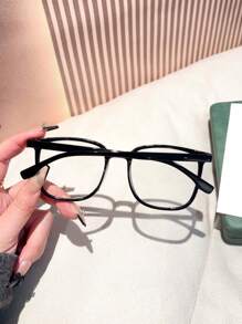 1 件女士方形全框黑色眼镜，男士眼镜，适合办公室、学校、时尚配饰 - 無色 - 查看 4