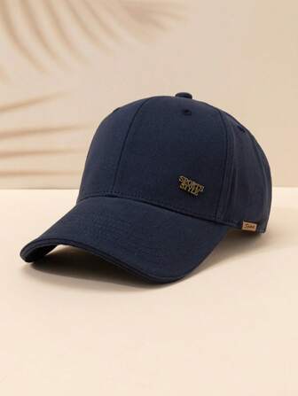 1 pieza Gorra de béisbol de color azul marino liso y casual para hombres, adecuada para salidas, viajes, compras y uso diario