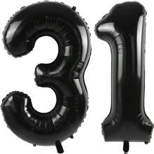 1/2 件黑色数字气球 40 英寸 1-80 数字铝膜气球适用于生日派对、周年纪念日等派对室内外装饰,营造派对氛围 - 黑色 - 查看 19