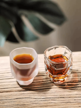 12/6 كوب زجاجي ذو ملمس أوريجامي راقي، أكواب شاي ذات تصميم إبداعي أنيق، أكواب إسبرسو، أكواب شاي منزلية، طقم شاي كونغ فو، أكواب عصير للحفلات