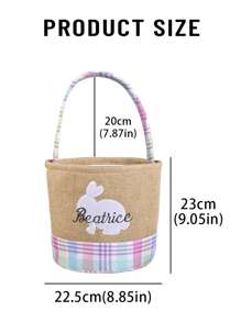 Customized Embroidered Easter Basket, Custom Rabbit Basket, Kids' Easter Basket, Baby Girl And Boy Basket, Easter Activity Egg Basket, Easter Gift, Egg Basket, Easter Basket Decor Eggs, Rabbit Storage Basket Handbag, Can Be Customized With Baby Name And Blessing