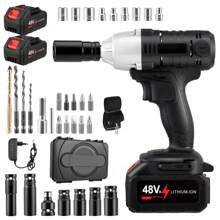 Impact Wrench Cordless Impact Wrench With 1/2 Inch Driver 3-In-1 Power Electric Wrench Max Torque 320N Carry Box For Car Home - Black - View 2