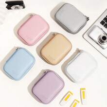 EVA Leather Headphone Case, Data Cable, Charger Head, USB Stick, USB Shield Hard Shell Protective Storage Box, Shock-Proof & Anti-Pressure; Candy Color PU Leather Scratch-Resistant Photo Printer Storage Box; Small Camera Protective Case - Khaki - View 4