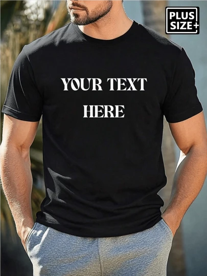 Herr-T-shirt med personlig text i plusstorlek, Ange din text/välsignelse/roligt/meddelande, Julklapp, Anpassad text för alla hjärtans dag/födelsedag/årsdag, Teambuilding, Musikfestival, Present till honom, Fest