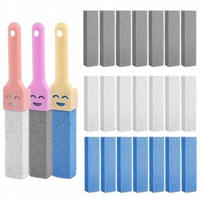 6 piezas Limpiador de inodoro con piedra pómez y mango, limpiador de baño, eliminador potente de manchas de agua dura, adecuado para inodoros, baños, hogar, cocina, piscina, lavabos