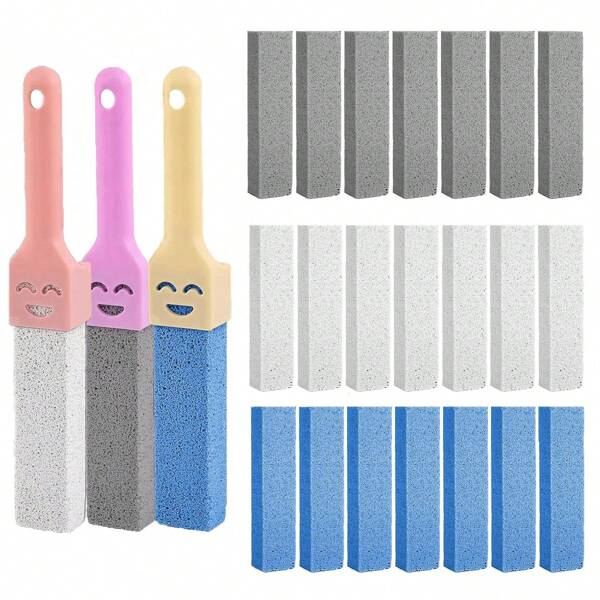 6pcs Pumice Toilet Cleaner With Handle, Bathroom Cleaner, Strong Hard Water Stain Remover, Suitable For Toilet, Bathroom, Home, Kitchen, Swimming Pool, Sink