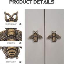 10 piezas Pomos retro de aleación de zinc con diseño de abeja - Tiradores decorativos para cajones de cómoda y muebles del hogar y armarios