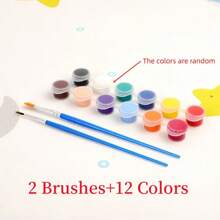 12-Color Paint Kit + 2 Paintbrushes Set, Suitable For Adult Crafts, Models, Decorations, Home Decor, Painting. | 60-Color Acrylic Paint Set With Paintbrushes, Palette, Disposable Apron, Containers - Perfect Gift For Home, Birthday, Classroom Parties (Random Colors),Back To School
