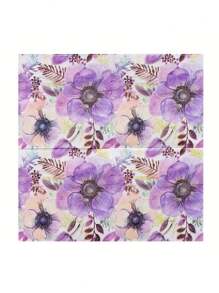 20-Pack Disposable Paper Napkins With Hand-Drawn Purple Floral Pattern, Disposable Use Paper Towels For Dining, Restaurant, Party, Suitable For Home, Kitchen, Hotel, Wedding, Valentine's Day, Birthday Party, Table Decor, Party Supplies