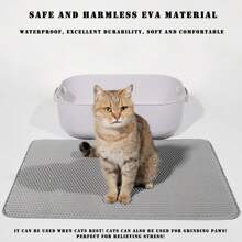 Litter, 45x26/35x24/30x22/24x18 Inch Double Layer  Litter Box, EVA Non-Slip, Waterproof Urine Proof  Litter Catcher, Easy Clean Scatter Control (30x22 Inch, Black) - 黑色 - 查看 4