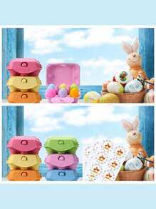 5 Egg Trays Can Be Paired With 6 Eggs. Reusable Egg Storage Box, Colorful Storage Box, Can Hold Up To Six Egg Containers, Cardboard, Egg Storage, Mother's Day Gifts, Father's Day Gifts, Wedding Supplies, Party Supplies. DIY - Multicolor - View 7