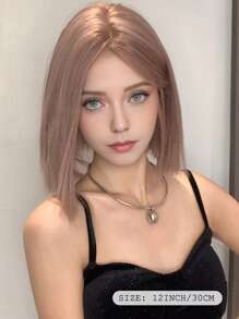 Tóc giả ren một mảnh, tóc giả bob thẳng nhiều màu ngắn thanh lịch dài 12 inch dành cho phụ nữ và trẻ em gái, tóc giả sợi tổng hợp chịu nhiệt cho các bữa tiệc và sử dụng hàng ngày, một bộ tóc giả nâng tầm vẻ ngoài của bạn - Nhiều màu - Xem 3