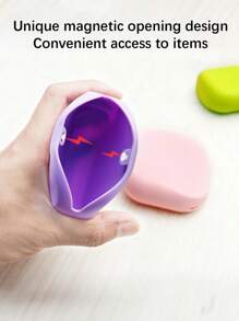 Bolsa organizadora magnética y portátil de silicona para accesorios digitales multifuncionales, en colores de caramelo, adecuada para guardar auriculares, llaves, tarjetas, joyas y otros accesorios