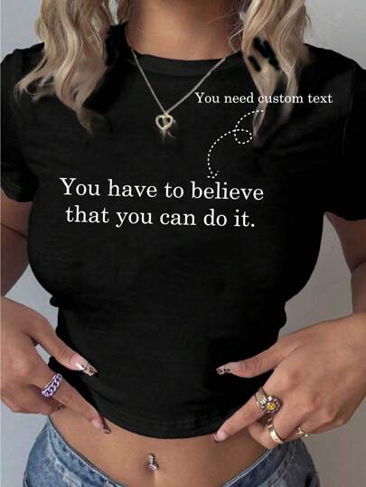 Custom Sports Personalized Gifts, Custom Women's T-Shirts, Add Text (Name/Quote/Sentence/Holiday/Number, Etc.) And Design Your Own Personalized Printed T-Shirts As Gifts For Girlfriends, Etc.,Customized Women Active Tops,Easy Comfort