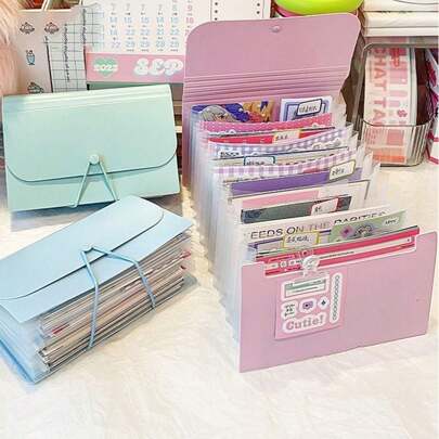 A6 12 Inner Pages Vertical Organ Pack Examination Paper Storage Sorting Multilayer File Folders With Classification Expansion Bag Paper Holder,Back To School,School Supplies