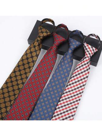 1 pieza Corbata de Poliéster de 8CM, con diseño a rayas y de diamantes formales, adecuada para uso empresarial y casual