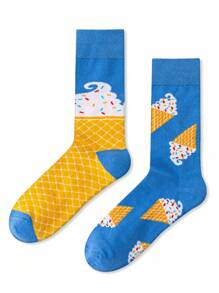 1 Pair Unisex Ice Cream Pattern Mid-Calf Socks, Fashion Casual Sports Couple Socks, All Season - Multicolor - View 3