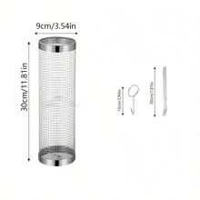 Rolling Grilling Baskets Outdoor Accessories, Stainless Steel Cylinder Tubes, Vegetable Cage Veggie, Large Round Mesh Rotation, Grill Bbq Basket Nets Veggies Barbecue Round Net Cylinders, Barbeque Kabob Fish Meat Gear Gift, Cylinder Cage Cooking Accessories For Veggie, Fish, Meat,Gift For Men,For Valentine's Day, Mother's Day, Father's Day, Outdoor Barbecue Festival