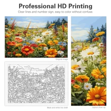 1/2 件现代 DIY 数字油画 山花 手绘帆布油画 DIY 工艺品 家居装饰 适合成人 40x50 厘米/16x20 英寸 无画框 - 彩色 - 查看 4