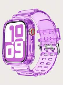 Pulseira transparente 2 em 1 com capa protetora compatível com Apple Watch 38/40/41/42/44/45 mm, pulseira de substituição protetora Jelly Sports compatível com Apple Watch 8/7/6/5/4/3/2/1/SE